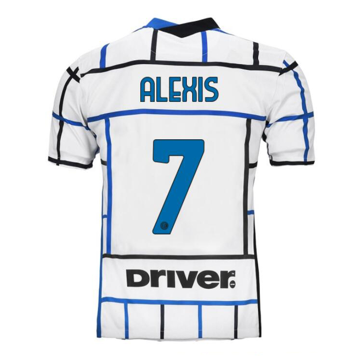 Lapset Jalkapallo Alexis Sanchez #7 Vieraspaita Valkoinen Sininen Pelipaita 2020/21 Lyhythihainen Paita