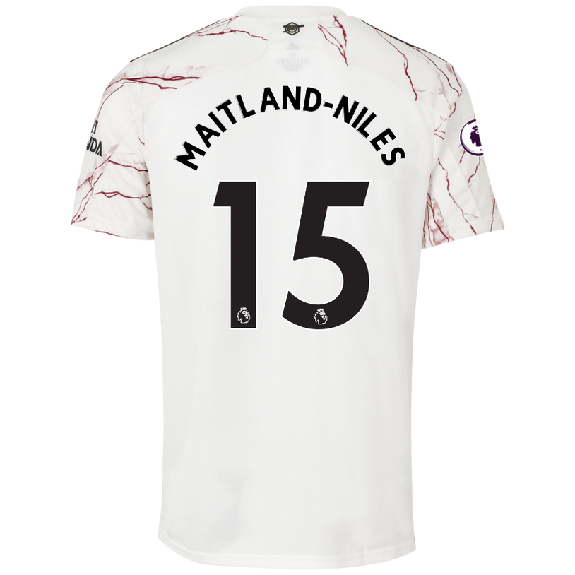 Lapset Jalkapallo Ainsley Maitland-niles #15 Vieraspaita Valkoinen Pelipaita 2020/21 Lyhythihainen Paita