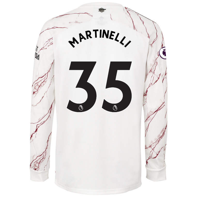Lapset Jalkapallo Gabriel Martinelli #35 Vieraspaita Valkoinen Pelipaita 2020/21 Lyhythihainen Paita