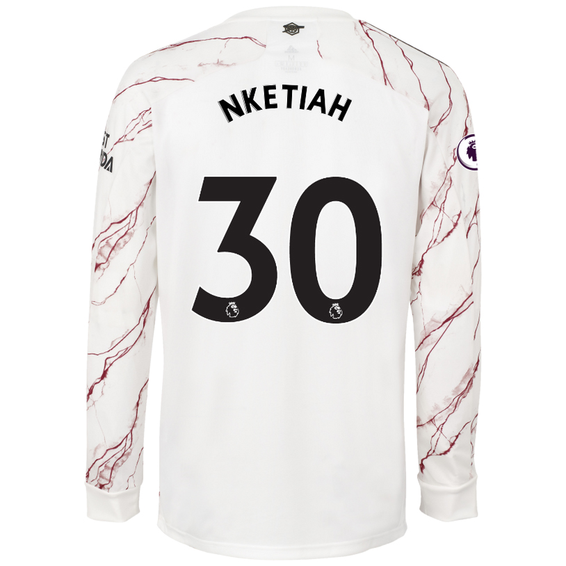 Lapset Jalkapallo Eddie Nketiah #30 Vieraspaita Valkoinen Pelipaita 2020/21 Lyhythihainen Paita