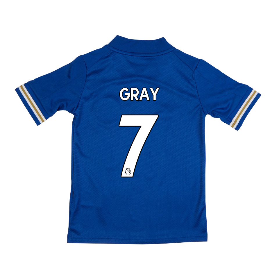 Lapset Jalkapallo Demarai Gray #7 Kotipaita Sininen Pelipaita 2020/21 Lyhythihainen Paita