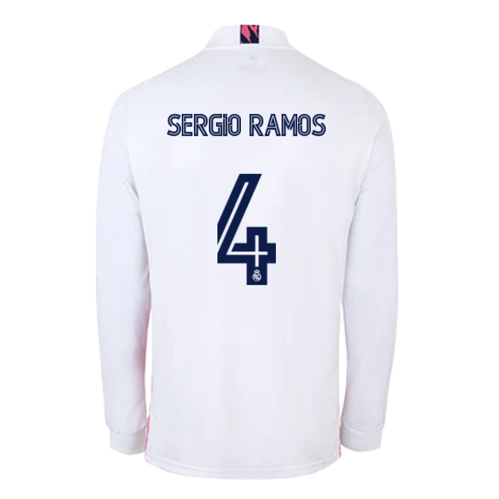 Lapset Jalkapallo Sergio Ramos #4 Kotipaita Valkoinen Pelipaita 2020/21 Lyhythihainen Paita