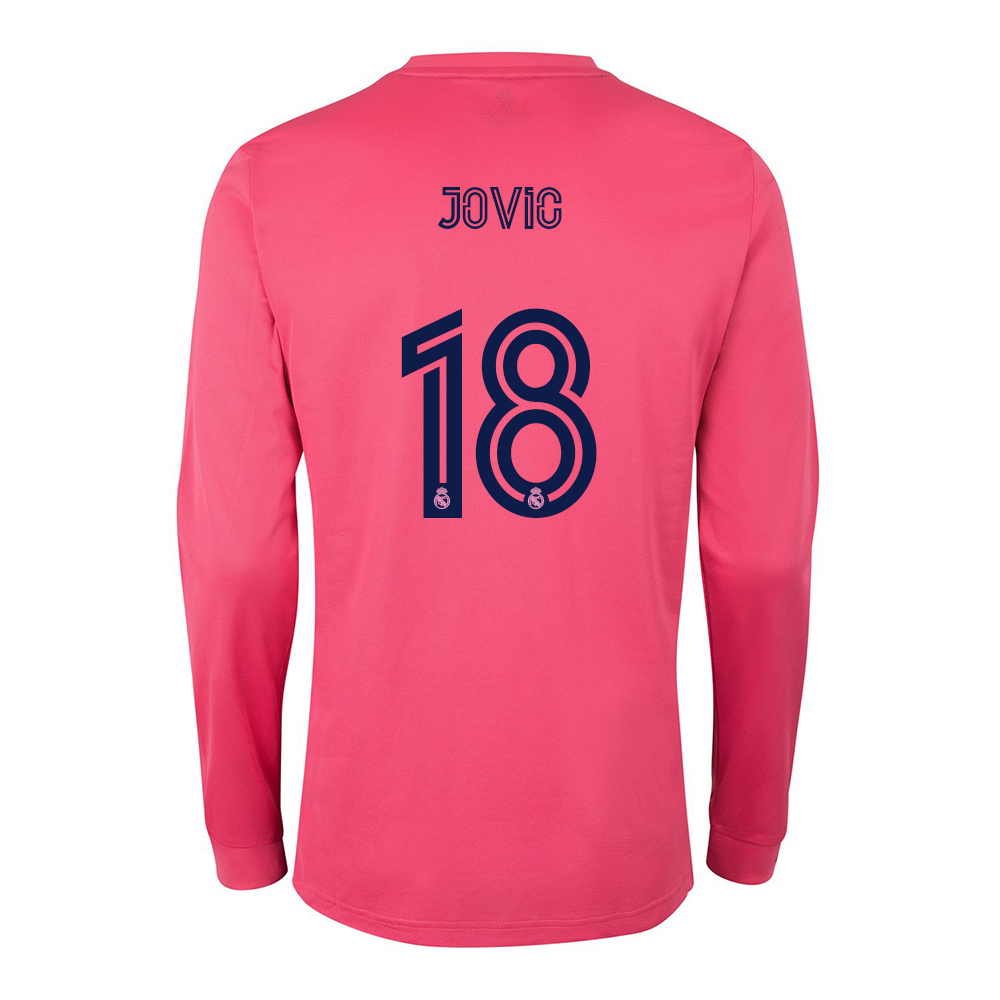 Lapset Jalkapallo Luka Jovic #18 Vieraspaita Vaaleanpunainen Pelipaita 2020/21 Lyhythihainen Paita
