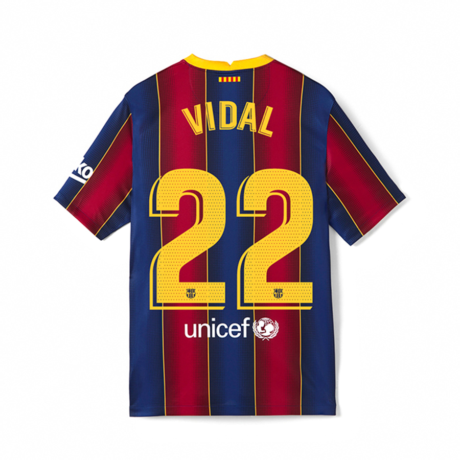 Lapset Jalkapallo Arturo Vidal #22 Kotipaita Punainen Sininen Pelipaita 2020/21 Lyhythihainen Paita
