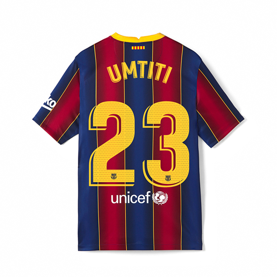 Lapset Jalkapallo Samuel Umtiti #23 Kotipaita Punainen Sininen Pelipaita 2020/21 Lyhythihainen Paita