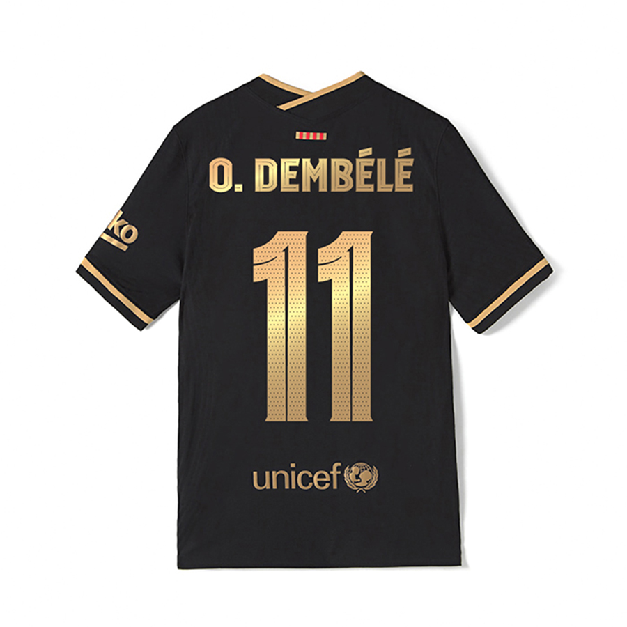 Lapset Jalkapallo Ousmane Dembele #11 Vieraspaita Musta Pelipaita 2020/21 Lyhythihainen Paita