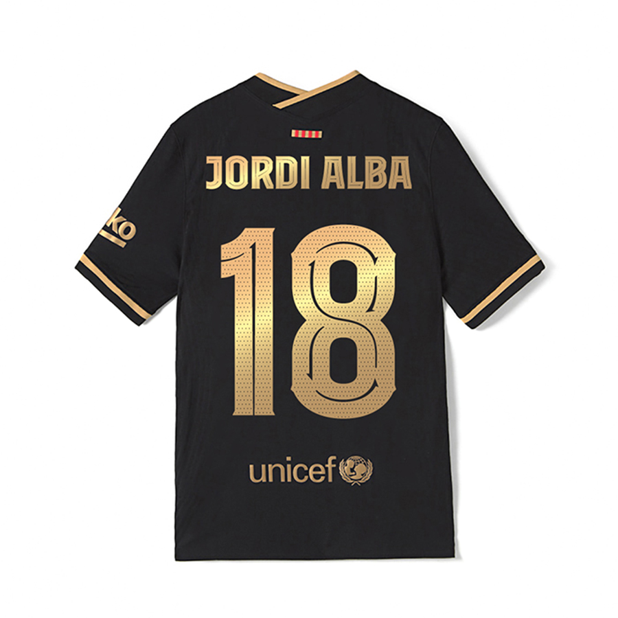 Lapset Jalkapallo Jordi Alba #18 Vieraspaita Musta Pelipaita 2020/21 Lyhythihainen Paita