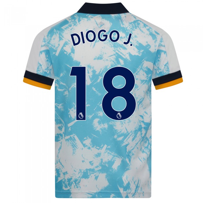 Lapset Jalkapallo Diogo Jota #18 Vieraspaita Valkoinen Sininen Pelipaita 2020/21 Lyhythihainen Paita