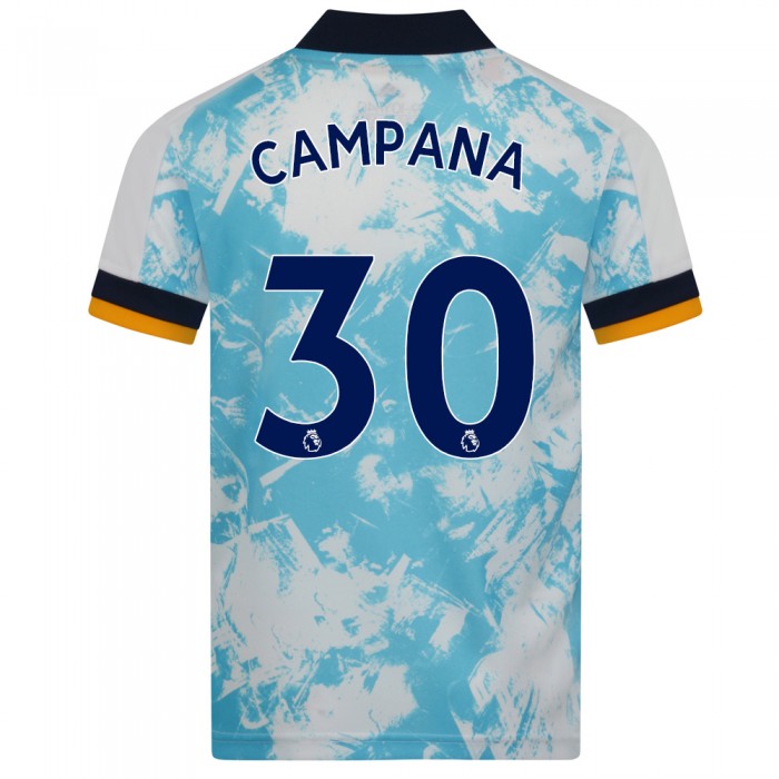 Lapset Jalkapallo Leonardo Campana #30 Vieraspaita Valkoinen Sininen Pelipaita 2020/21 Lyhythihainen Paita