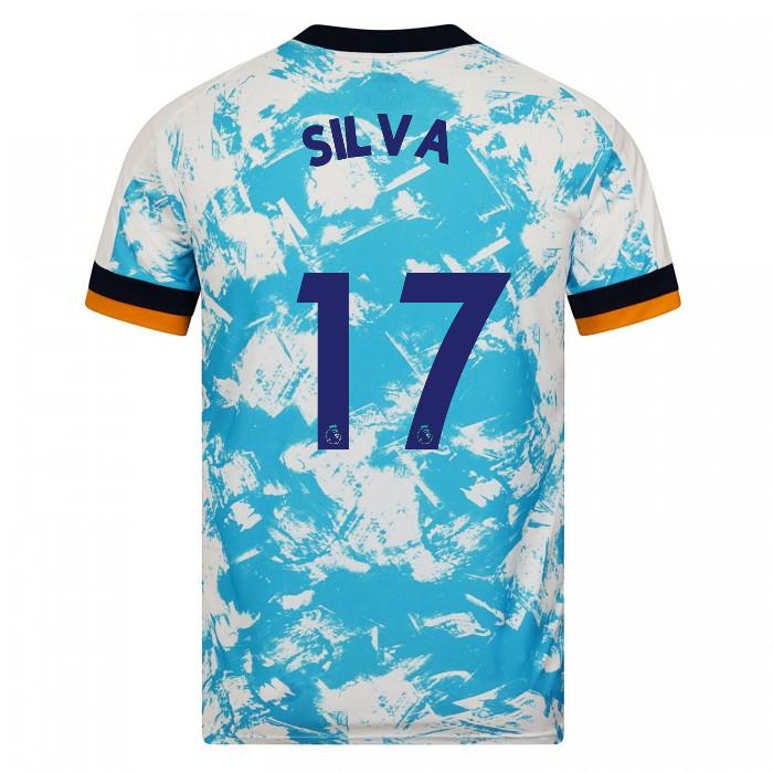 Lapset Jalkapallo Fabio Silva #17 Vieraspaita Valkoinen Sininen Pelipaita 2020/21 Lyhythihainen Paita