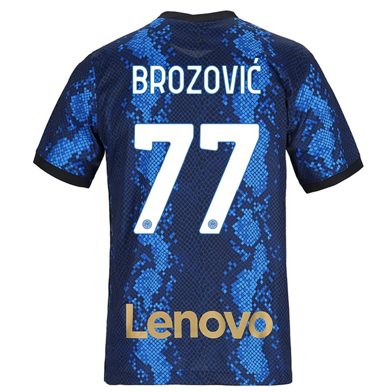 Miesten Jalkapallo Marcelo Brozovic #77 Tummansininen Kotipaita 2021/22 Lyhythihainen Paita T-paita