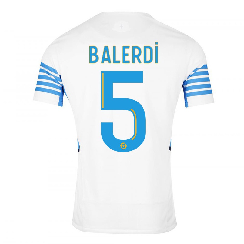 Miesten Jalkapallo Leonardo Balerdi #5 Valkoinen Kotipaita 2021/22 Lyhythihainen Paita T-paita