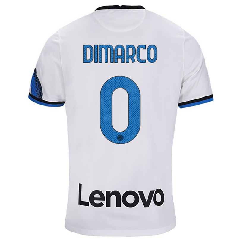 Miesten Jalkapallo Christian Dimarco #0 Valkoinen Sininen Vieraspaita 2021/22 Lyhythihainen Paita T-paita