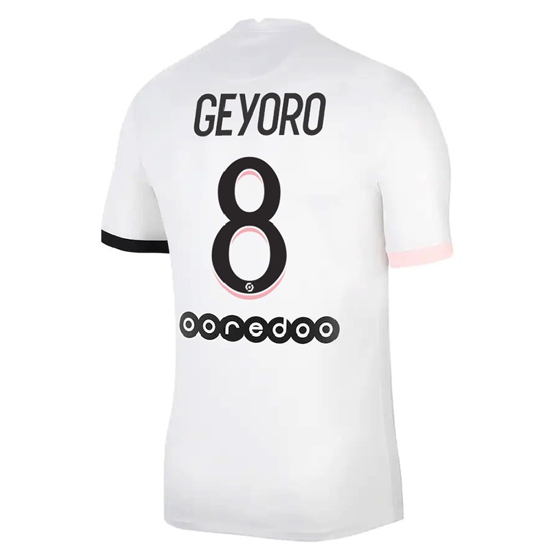 Miesten Jalkapallo Grace Geyoro #8 Valkoinen Vaaleanpunainen Vieraspaita 2021/22 Lyhythihainen Paita T-paita