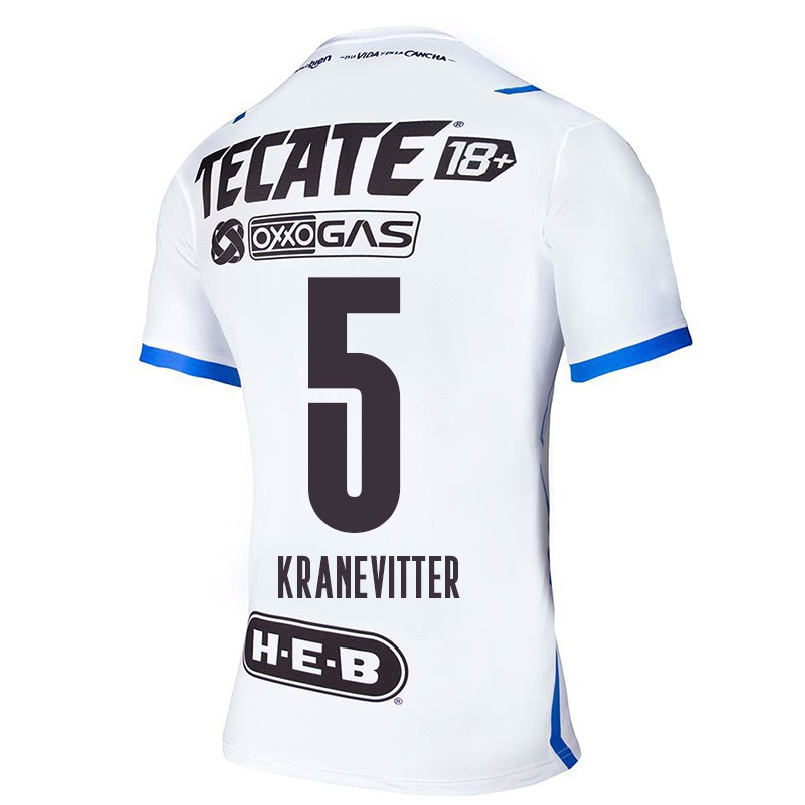 Miesten Jalkapallo Matias Kranevitter #5 Sinivalkoinen Vieraspaita 2021/22 Lyhythihainen Paita T-paita