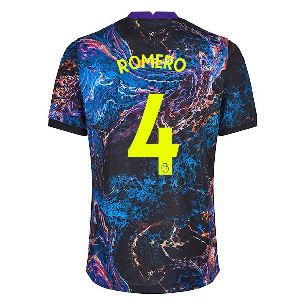 Miesten Jalkapallo Cristian Romero #4 Monivärinen Vieraspaita 2021/22 Lyhythihainen Paita T-paita