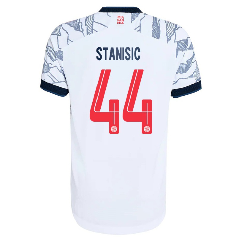 Miesten Jalkapallo Josip Stanisic #44 Harmaa Valkoinen 3. Paita 2021/22 Lyhythihainen Paita T-paita