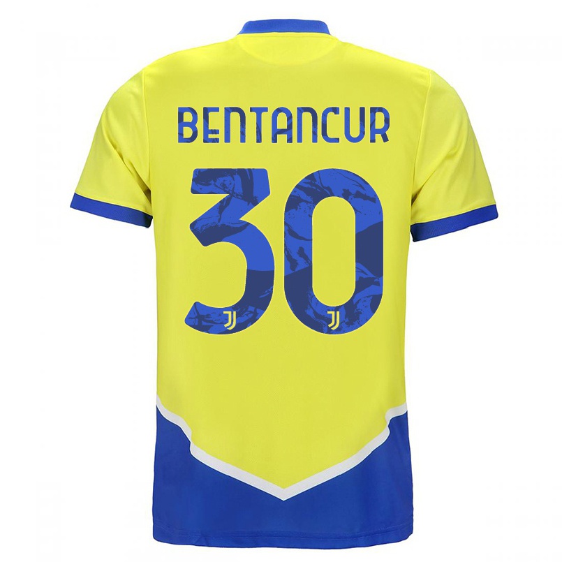 Miesten Jalkapallo Rodrigo Bentancur #30 Sininen Keltainen 3. Paita 2021/22 Lyhythihainen Paita T-paita