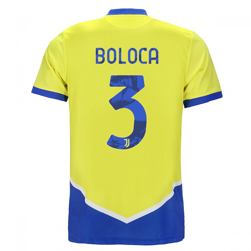 Miesten Jalkapallo Gabriele Boloca #3 Sininen Keltainen 3. Paita 2021/22 Lyhythihainen Paita T-paita
