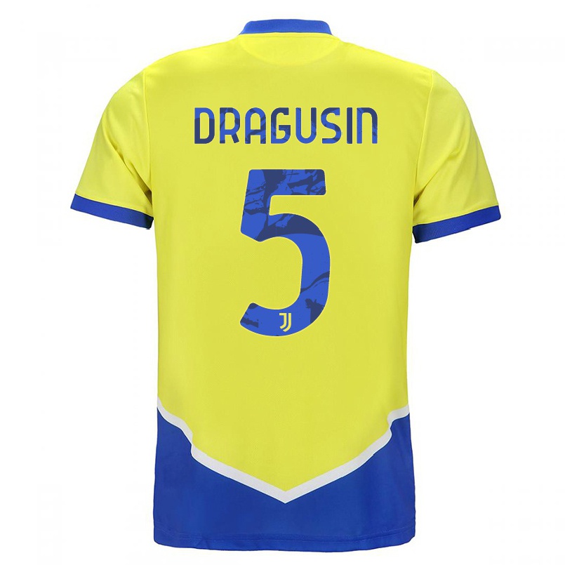 Miesten Jalkapallo Radu Dragusin #5 Sininen Keltainen 3. Paita 2021/22 Lyhythihainen Paita T-paita