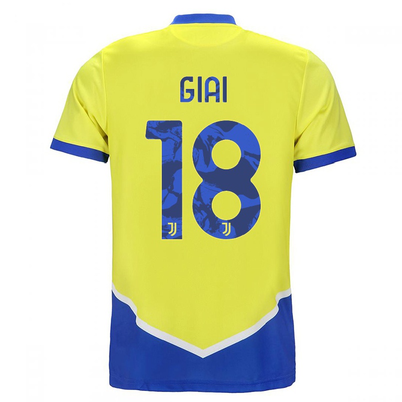 Miesten Jalkapallo Alice Giai #18 Sininen Keltainen 3. Paita 2021/22 Lyhythihainen Paita T-paita