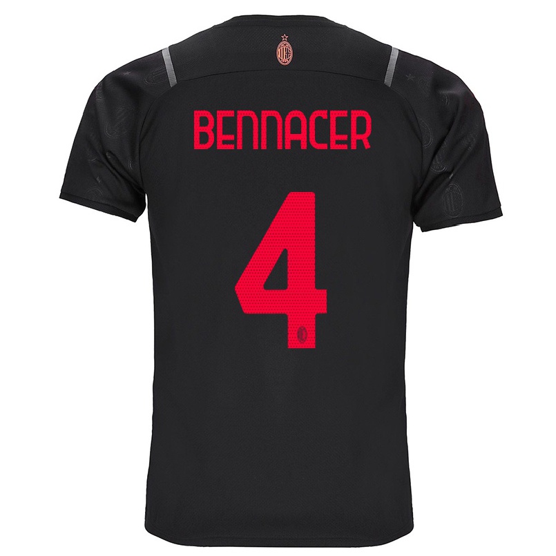 Miesten Jalkapallo Ismael Bennacer #4 Musta 3. Paita 2021/22 Lyhythihainen Paita T-paita
