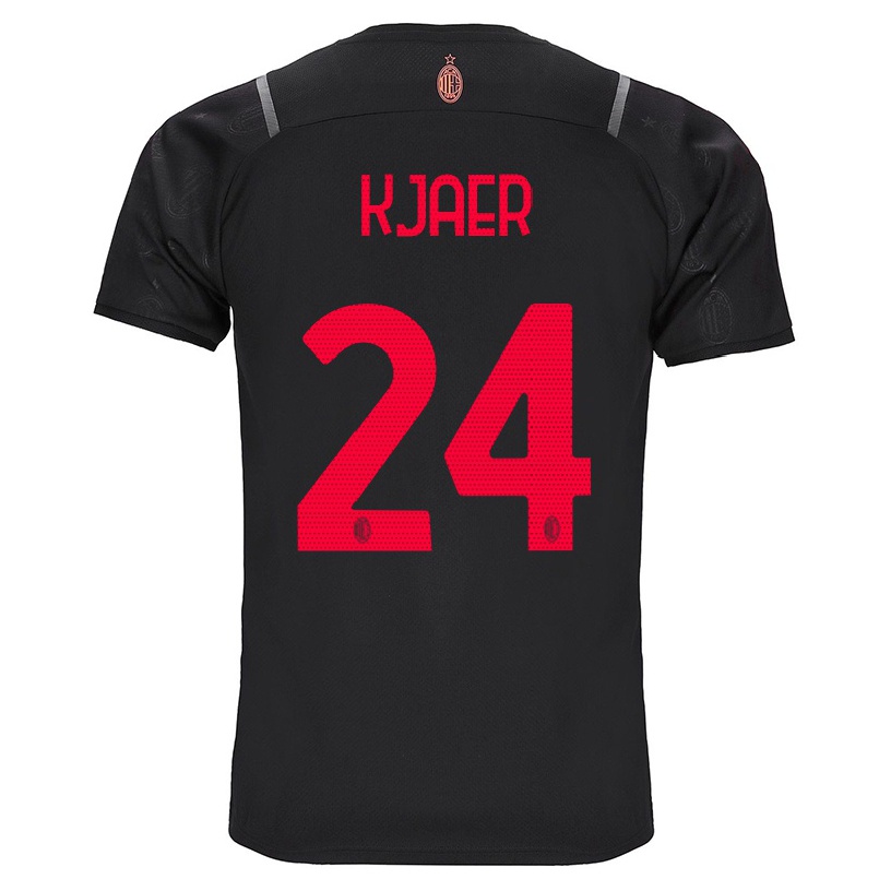 Miesten Jalkapallo Simon Kjaer #24 Musta 3. Paita 2021/22 Lyhythihainen Paita T-paita