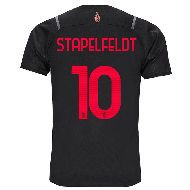 Miesten Jalkapallo Nina Stapelfeldt #10 Musta 3. Paita 2021/22 Lyhythihainen Paita T-paita
