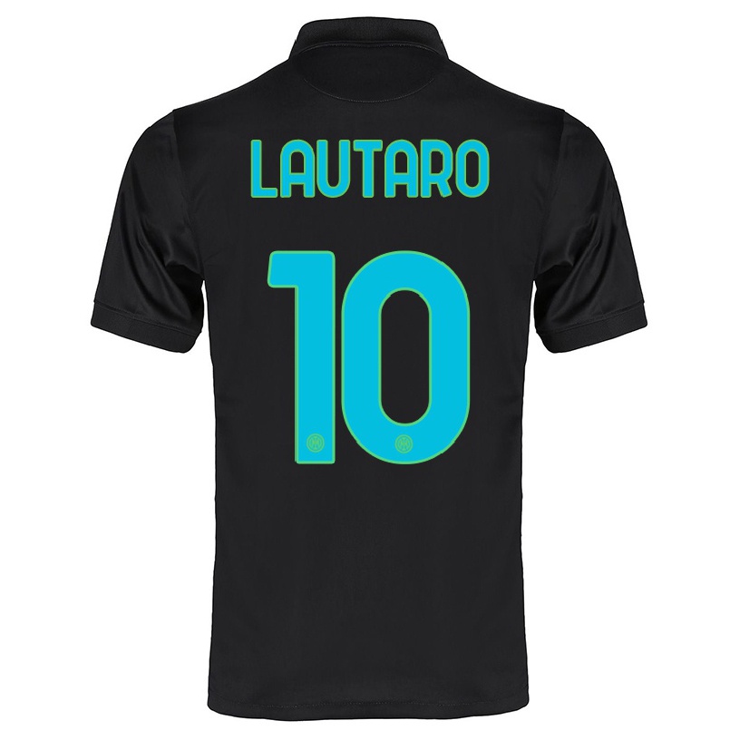 Miesten Jalkapallo Lautaro Martinez #10 Musta 3. Paita 2021/22 Lyhythihainen Paita T-paita