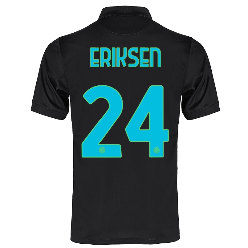 Miesten Jalkapallo Christian Eriksen #24 Musta 3. Paita 2021/22 Lyhythihainen Paita T-paita