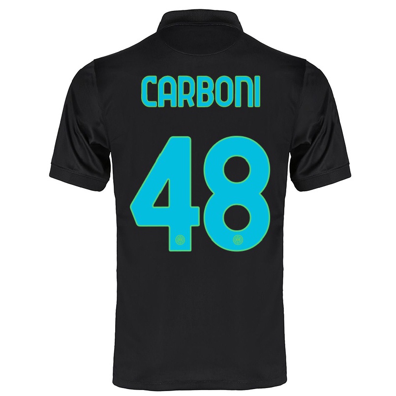 Miesten Jalkapallo Franco Carboni #48 Musta 3. Paita 2021/22 Lyhythihainen Paita T-paita