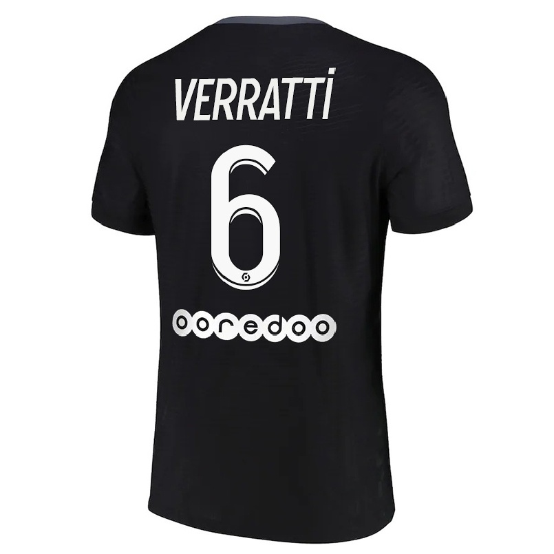 Miesten Jalkapallo Marco Verratti #6 Musta 3. Paita 2021/22 Lyhythihainen Paita T-paita