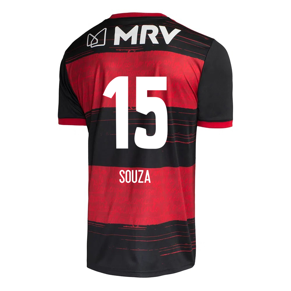 Miesten Jalkapallo Vinicius Souza #15 Kotipaita Punainen Musta Pelipaita 2020/21 Lyhythihainen Paita