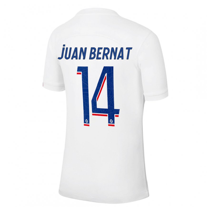 Kandiny Lapset Juan Bernat #14 Valkoinen Sininen Kolmas Sarja 2022/23 Lyhythihainen Paita T-paita