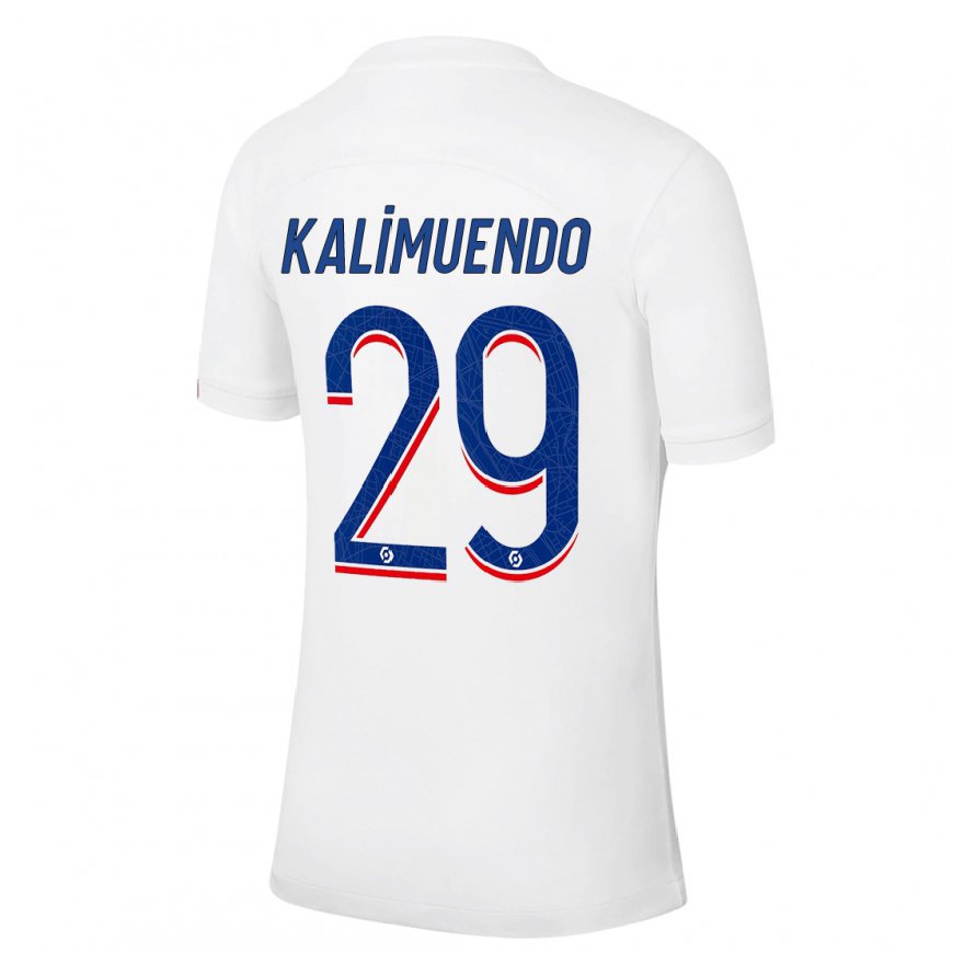 Kandiny Miesten Arnaud Kalimuendo #29 Valkoinen Sininen Kolmas Sarja 2022/23 Lyhythihainen Paita T-paita