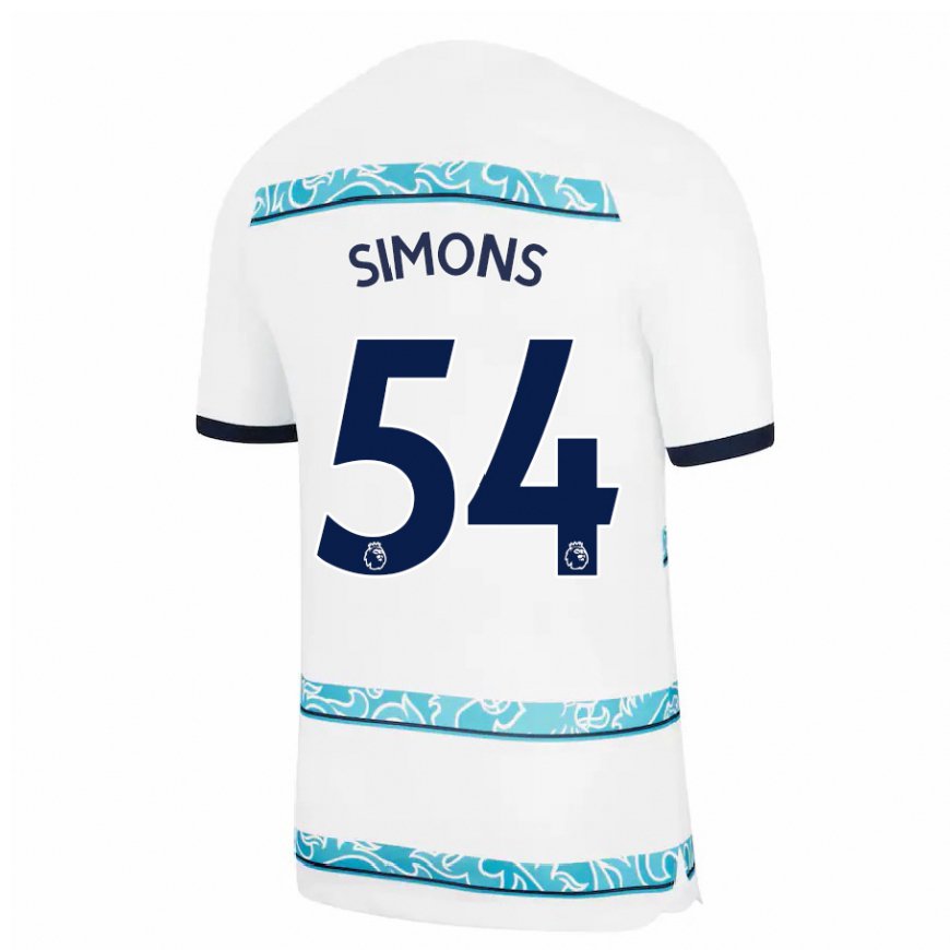 Kandiny Naisten Xavier Simons #54 Valkoinen Vaaleansininen Kolmas Sarja 2022/23 Lyhythihainen Paita T-paita