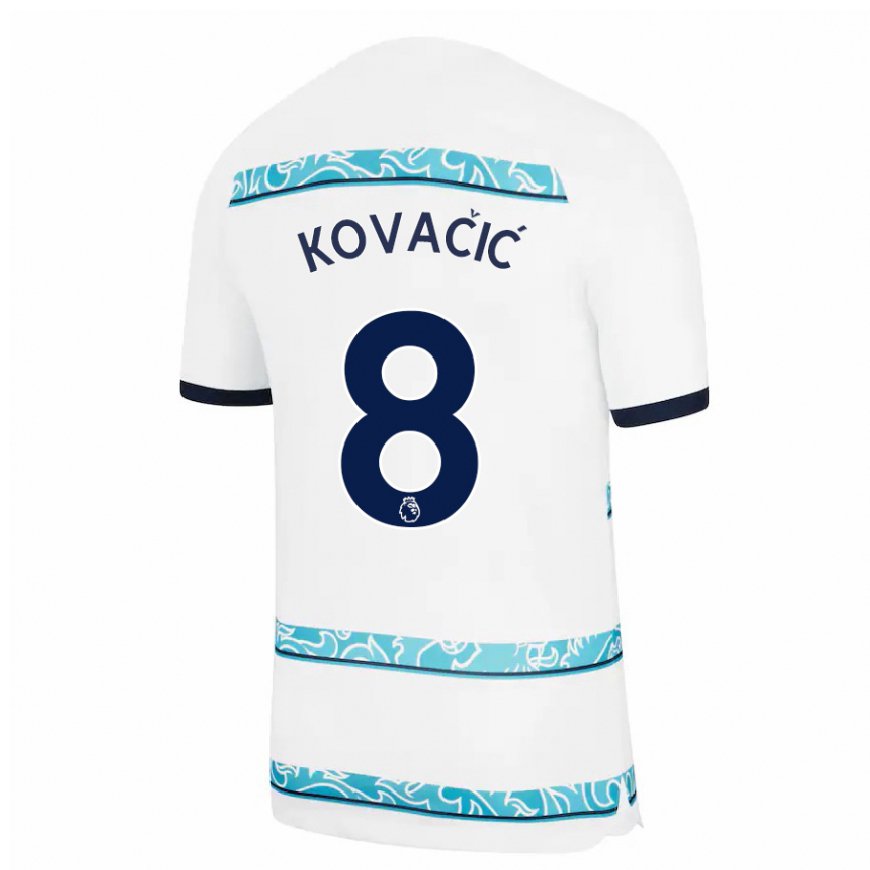 Kandiny Naisten Mateo Kovacic #8 Valkoinen Vaaleansininen Kolmas Sarja 2022/23 Lyhythihainen Paita T-paita