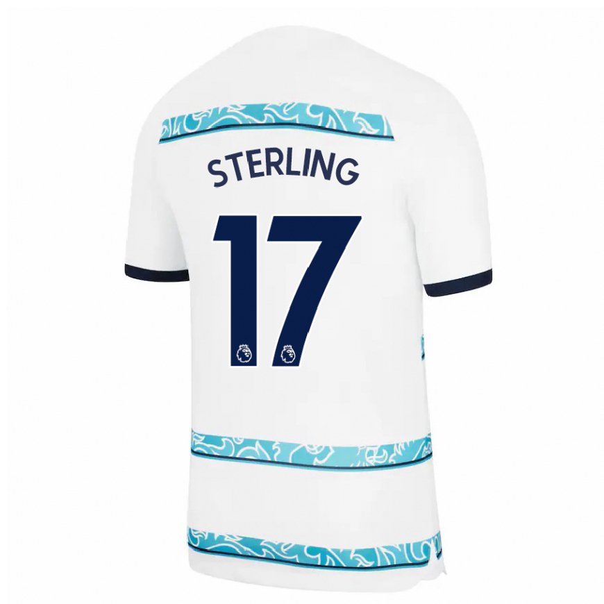 Kandiny Naisten Raheem Sterling #17 Valkoinen Vaaleansininen Kolmas Sarja 2022/23 Lyhythihainen Paita T-paita