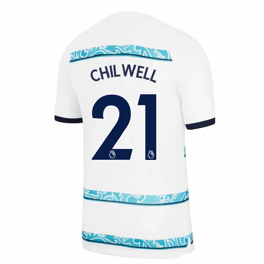 Kandiny Naisten Ben Chilwell #21 Valkoinen Vaaleansininen Kolmas Sarja 2022/23 Lyhythihainen Paita T-paita