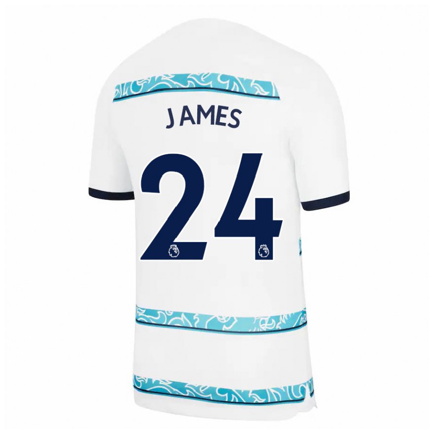 Kandiny Naisten Reece James #24 Valkoinen Vaaleansininen Kolmas Sarja 2022/23 Lyhythihainen Paita T-paita