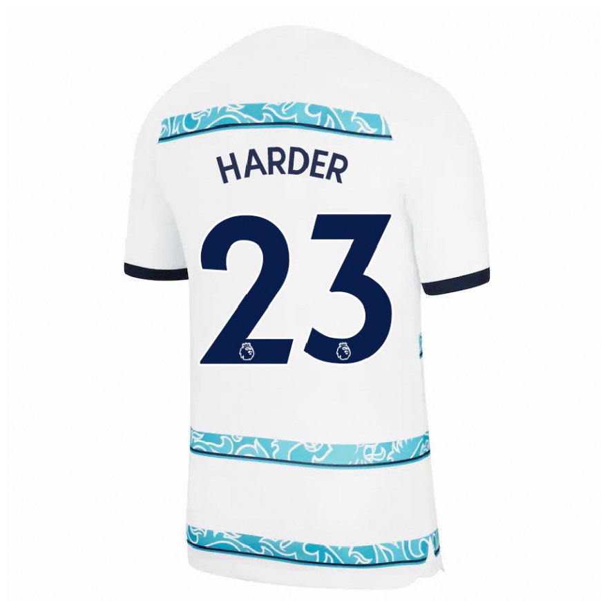 Kandiny Naisten Pernille Harder #23 Valkoinen Vaaleansininen Kolmas Sarja 2022/23 Lyhythihainen Paita T-paita