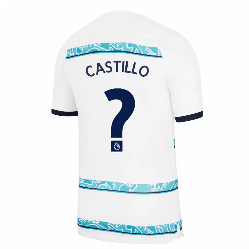 Kandiny Naisten Juan Castillo #0 Valkoinen Vaaleansininen Kolmas Sarja 2022/23 Lyhythihainen Paita T-paita