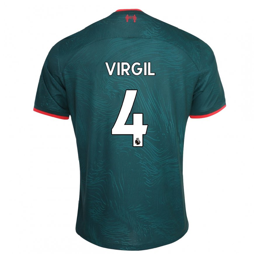 Kandiny Naisten Virgil Van Dijk #4 Tummanvihreä Kolmas Sarja 2022/23 Lyhythihainen Paita T-paita