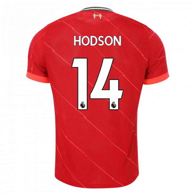 Naisten Jalkapallo Ashley Hodson #14 Punainen Kotipaita 2021/22 Lyhythihainen Paita T-paita
