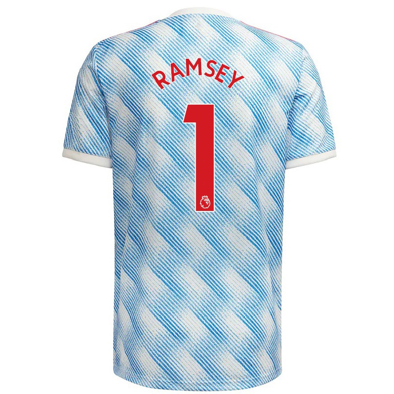 Naisten Jalkapallo Emily Ramsey #1 Sinivalkoinen Vieraspaita 2021/22 Lyhythihainen Paita T-paita