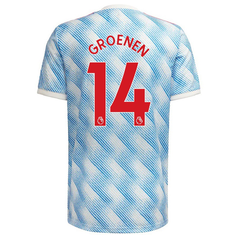 Naisten Jalkapallo Jackie Groenen #14 Sinivalkoinen Vieraspaita 2021/22 Lyhythihainen Paita T-paita