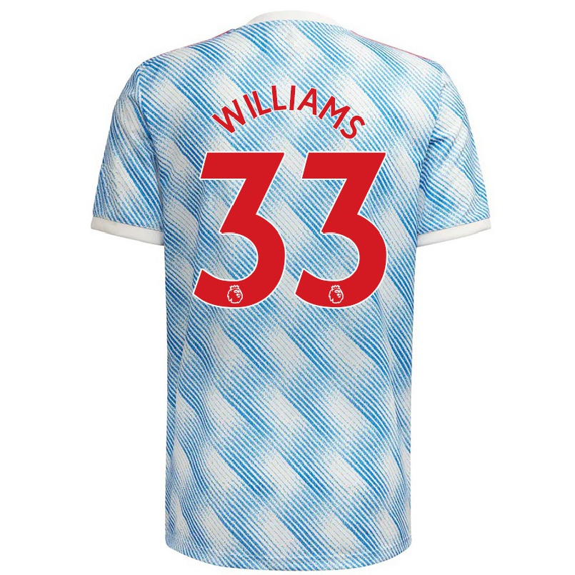 Naisten Jalkapallo Brandon Williams #33 Sinivalkoinen Vieraspaita 2021/22 Lyhythihainen Paita T-paita