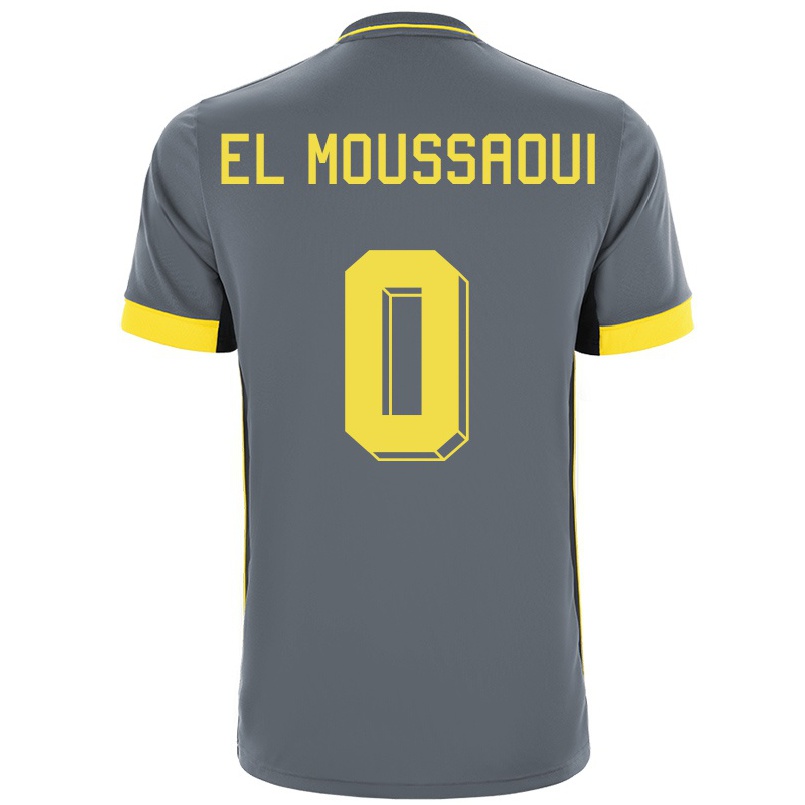 Naisten Jalkapallo Ilyas El Moussaoui #0 Harmaa Musta Vieraspaita 2021/22 Lyhythihainen Paita T-paita