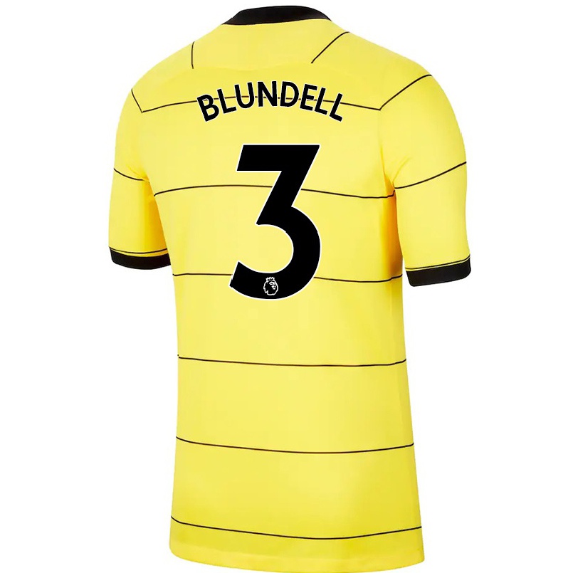 Naisten Jalkapallo Hannah Blundell #3 Keltainen Vieraspaita 2021/22 Lyhythihainen Paita T-paita