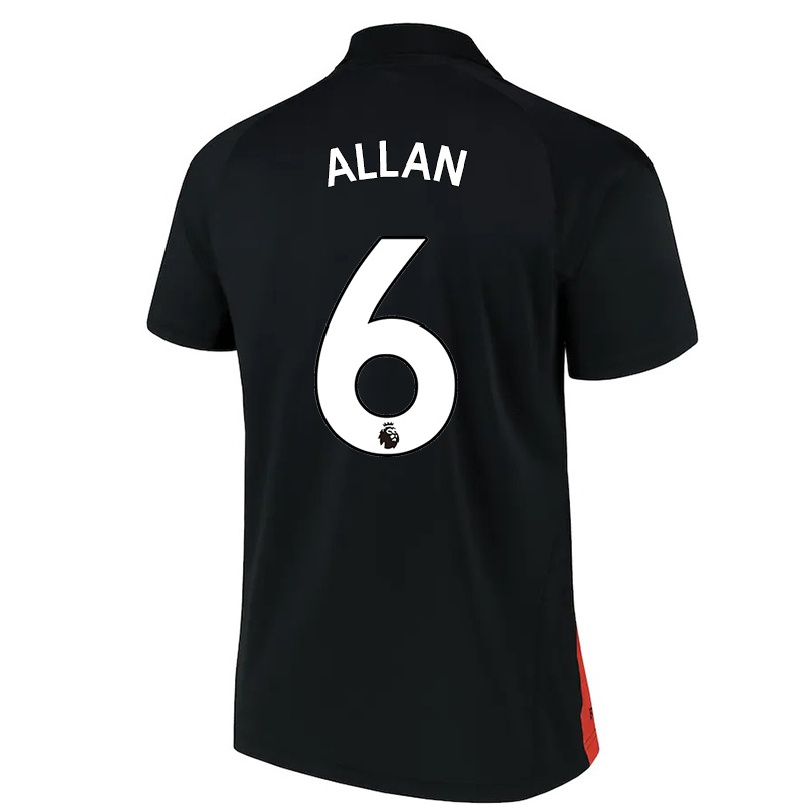 Naisten Jalkapallo Allan #6 Musta Vieraspaita 2021/22 Lyhythihainen Paita T-paita